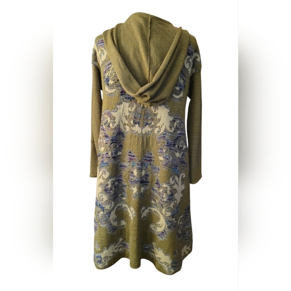 FREE PEOPLE AFTER THE STORM LONG HOODED JACQUARD SWEATER - Picture 4 of 8